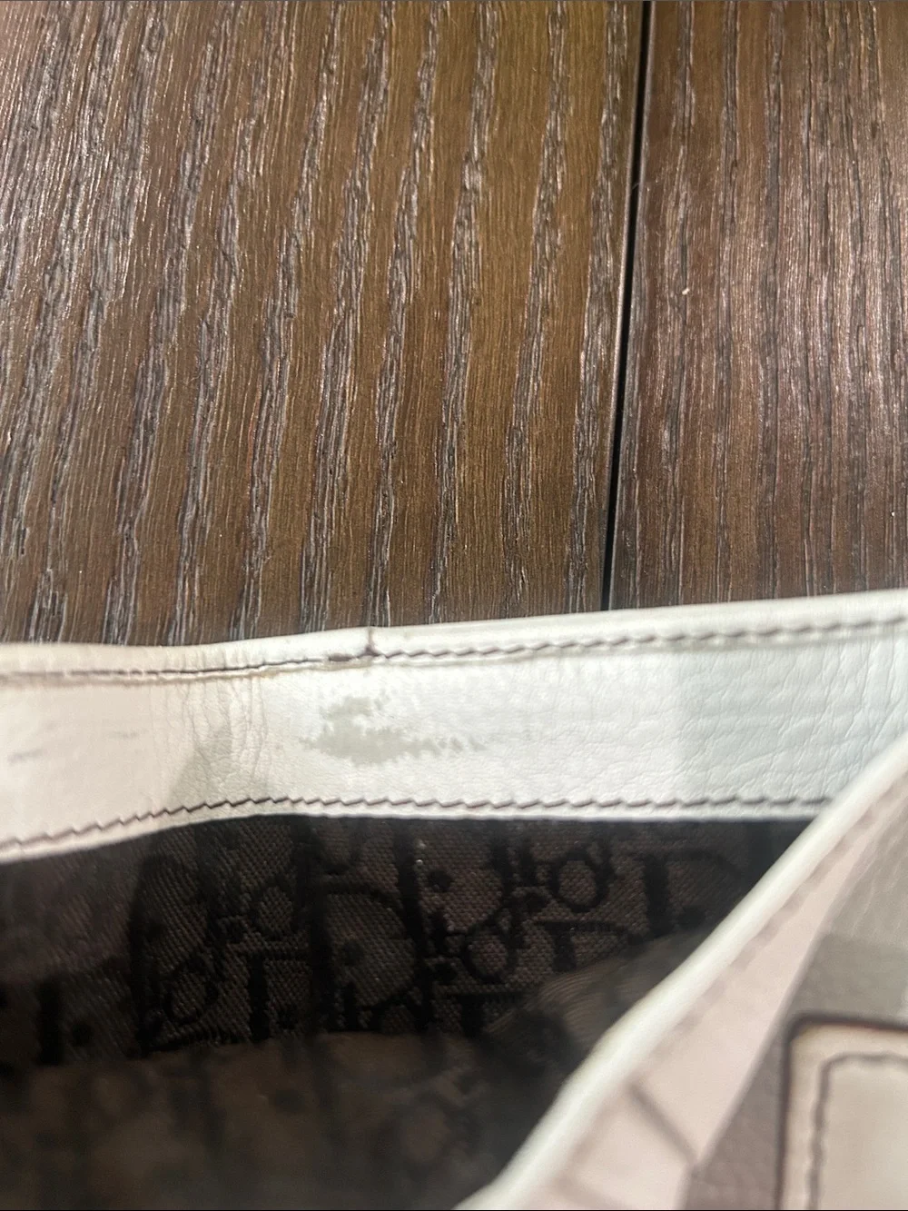 Christian Dior Vintage White Leather Gaucho Saddle Flap Wallet